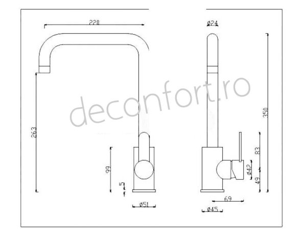 Baterie inox lebada STEEL finisaj crom periat